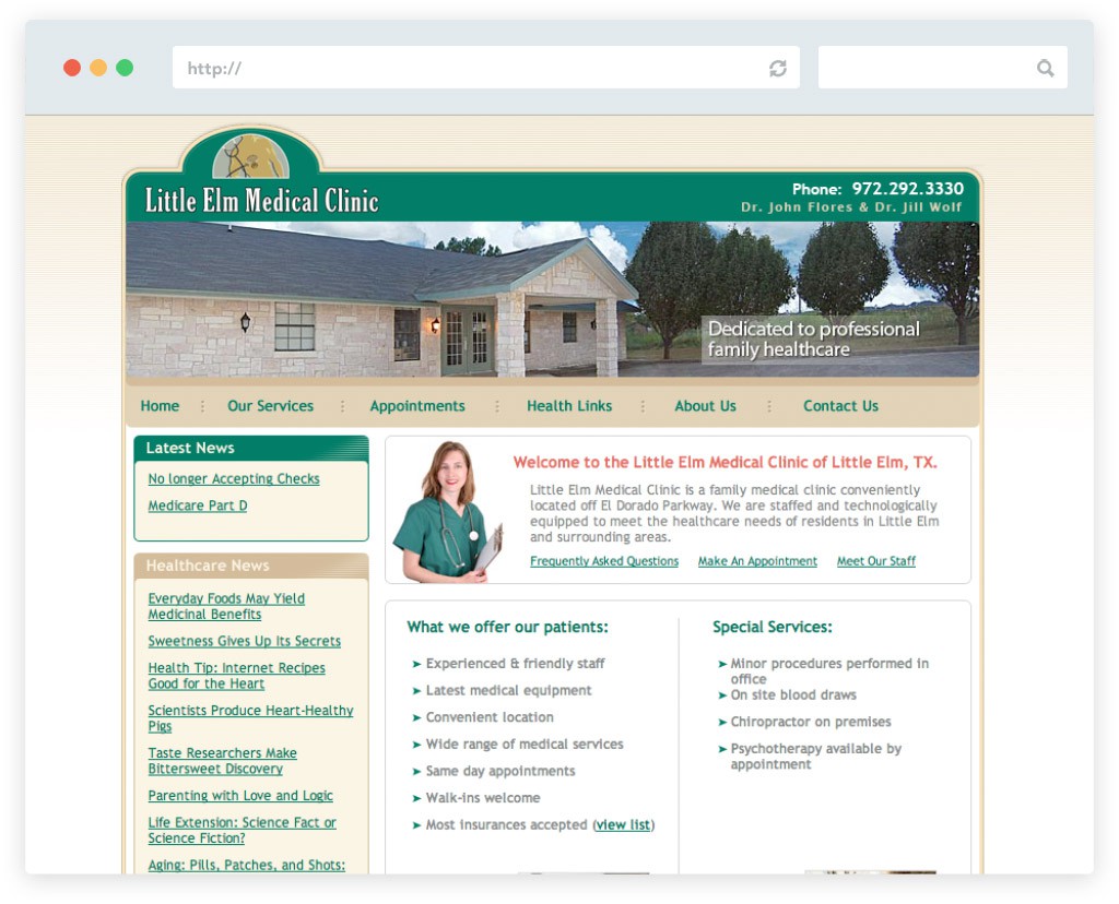 Little Elm Medical Clinic website design