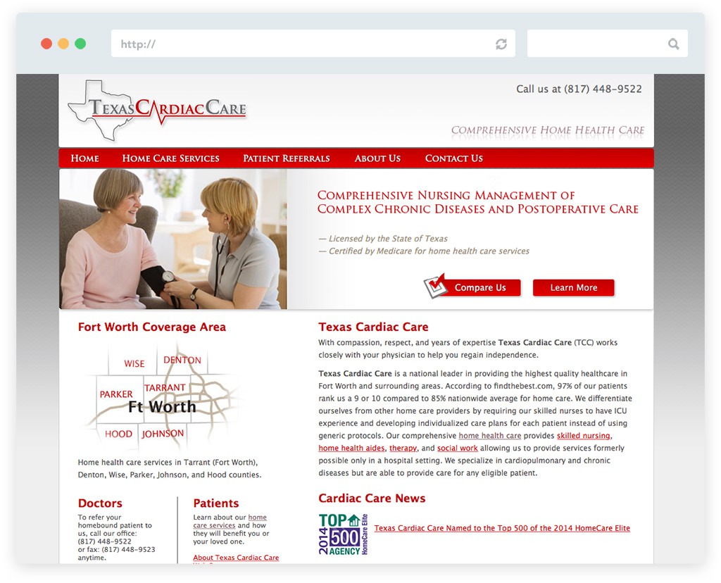 Texas Cardiac Care business website design