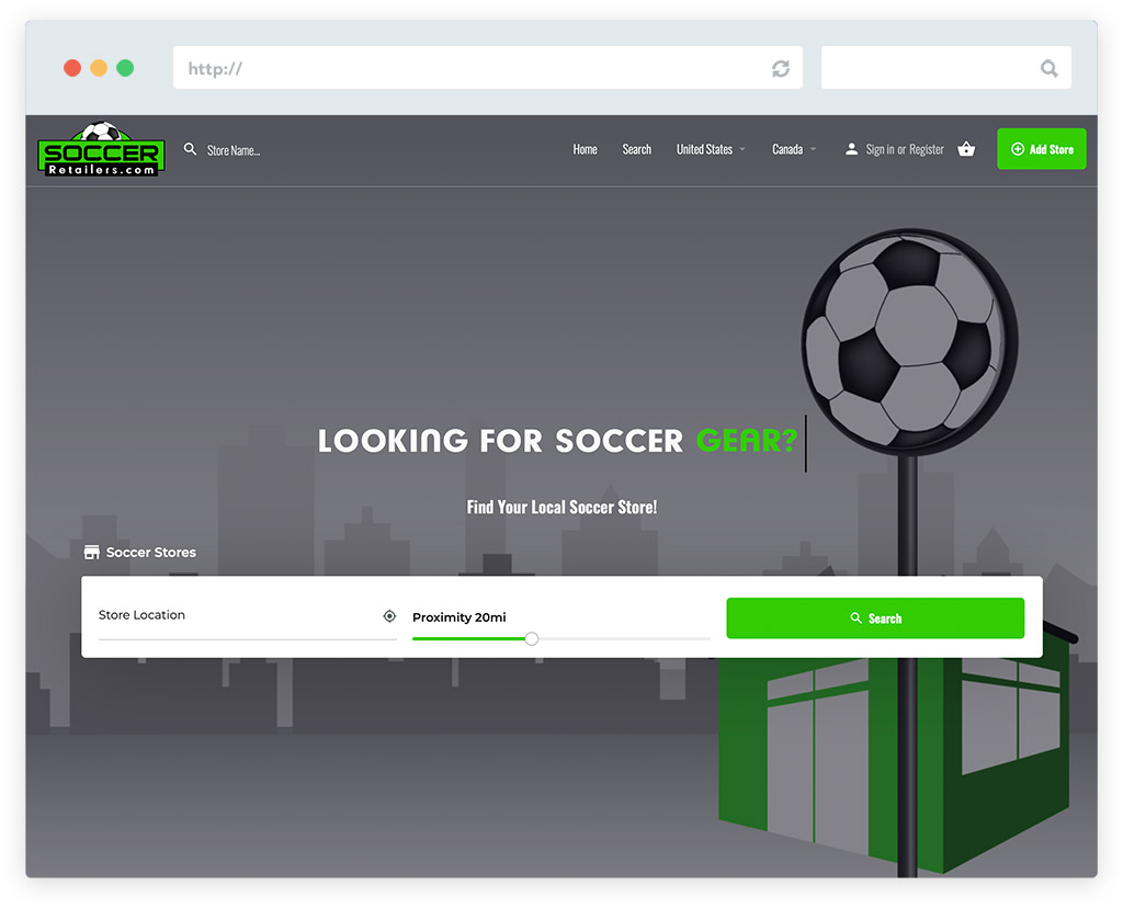 Soccer Retailers website design
